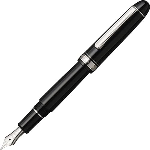 PLATINUM Japanese Fountain Pen #3776 Century Rhodium Black Diamond B/Black / 0.44-0.54 mm/Handmade / 14K Gold Nib/with Gift Box/Fountain Pen