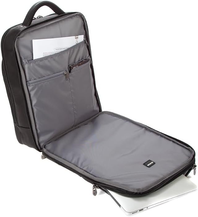 Falcon 10.1 inch & 15.6 Inch Colombian Leather Backpack for Tablet/Laptop, Padded Straps and Back Panel, For Business/College/University/Men/Women - Black - FI6705