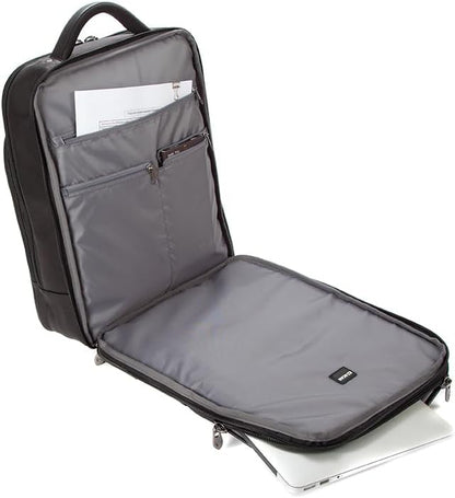 Falcon 10.1 inch & 15.6 Inch Colombian Leather Backpack for Tablet/Laptop, Padded Straps and Back Panel, For Business/College/University/Men/Women - Black - FI6705
