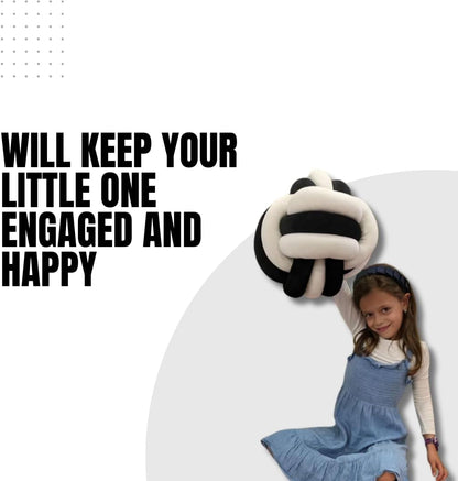 Playlearn Large Soft Cuddle Ball For Kids, 25cm, Sensory Stress Release Toy- Perfect for Managing Stress, Anxiety, Sensory Issues - Black and white