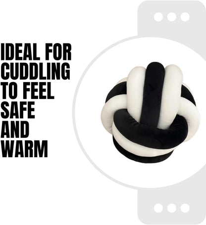 Playlearn Large Soft Cuddle Ball For Kids, 25cm, Sensory Stress Release Toy- Perfect for Managing Stress, Anxiety, Sensory Issues - Black and white