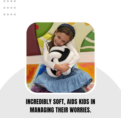 Playlearn Large Soft Cuddle Ball For Kids, 25cm, Sensory Stress Release Toy- Perfect for Managing Stress, Anxiety, Sensory Issues - Black and white