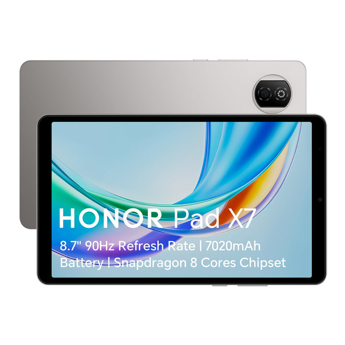 HONOR Pad X7, 8.7'' 90Hz Eye Comfort Display, 64GB Storage, 7020mAh Battery, Snapdragon 8 Cores Chipset,Slim Metal Body,AI Call Noise Cancellation,Android 15,Grey