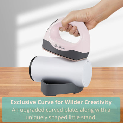 LOKLIK Mini Heat Press - Portable Heat Transfer Vinyl Machine for Sublimation Printing with Curved & Flat Plates, Flexible Temperature Settings & Digital Display - HTV Craft Heatpress Machine, Pink