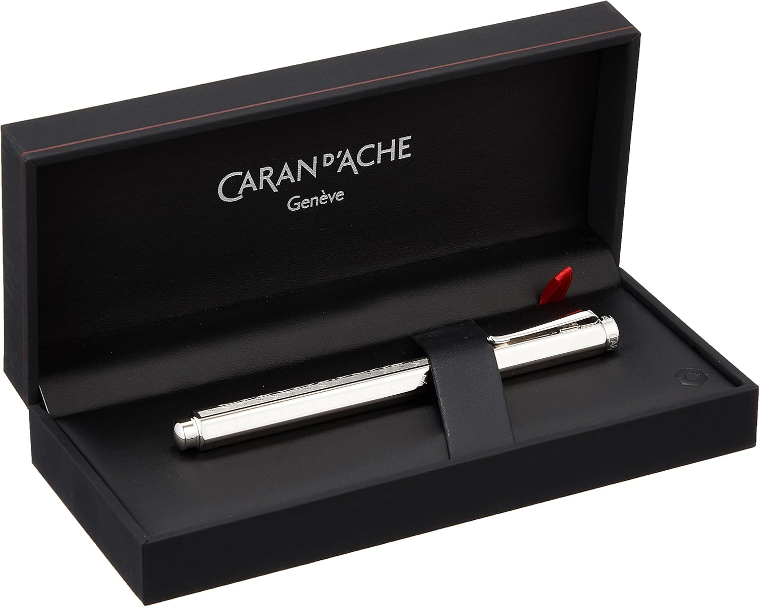 Caran d' Ache Ecridor Chevron Palladium Coated Fountain Pen - Fine Nib, Silver,Dimensions: 13.5 cm with cap,0958.276