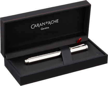 Caran d' Ache Ecridor Chevron Palladium Coated Fountain Pen - Fine Nib, Silver,Dimensions: 13.5 cm with cap,0958.276