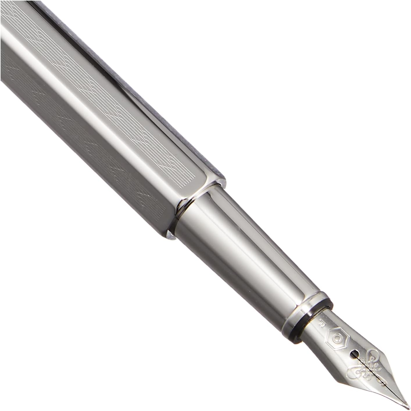 Caran d' Ache Ecridor Chevron Palladium Coated Fountain Pen - Fine Nib, Silver,Dimensions: 13.5 cm with cap,0958.276