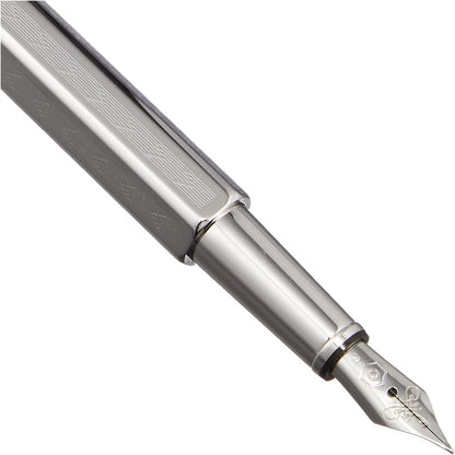 Caran d' Ache Ecridor Chevron Palladium Coated Fountain Pen - Fine Nib, Silver,Dimensions: 13.5 cm with cap,0958.276