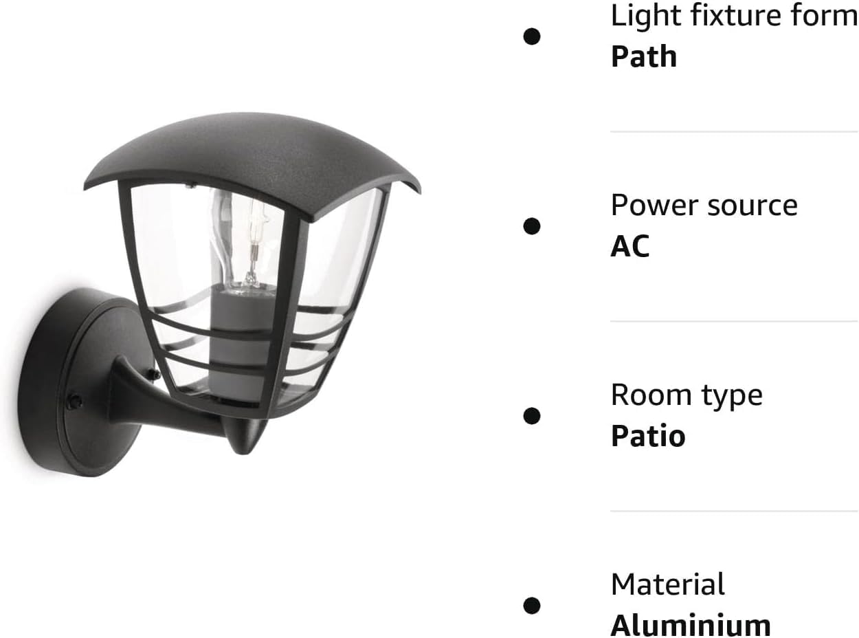 Philips LED Creek Wall Lantern Black (Up)