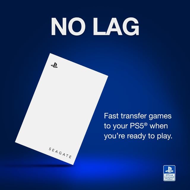 Seagate Game Drive for PS5 External SSD 2TB, Solid State Drive, USB 3.2 Officially Licensed White with Blue LED lighting, Data Rescue Services (STMH2000100