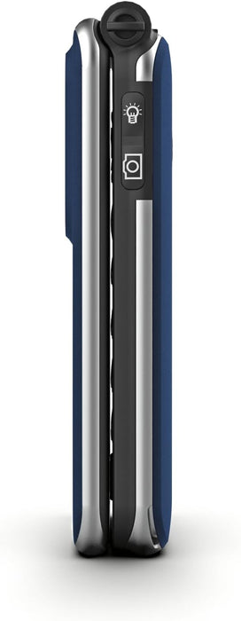 Emporia JOY Flip Mobile Phone, Ideal for the Elderly, Large 2.8" Screen, External Screen for Caller ID, 2MP Camera, Charging Cradle included, Unlocked. Easy to Use - Blueberry