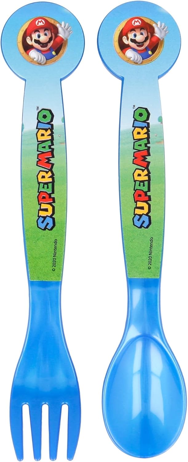 Super Mario - 2 Pcs Pp Cutlery ( Spoon and Fork ) Set in Polybag