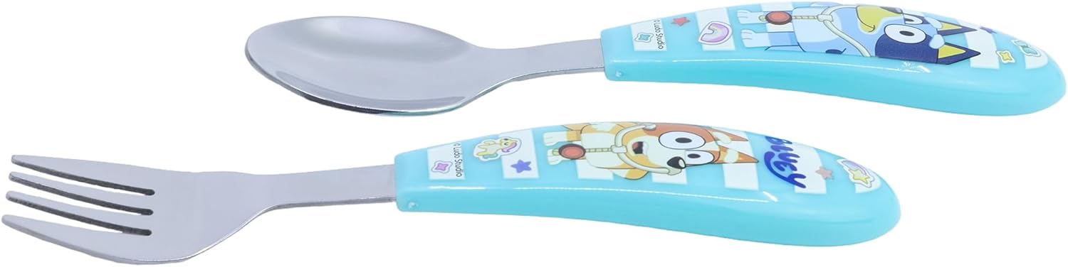 Bluey - 2 Pcs Elliptical Metallic Cutlery ( Spoon and Fork ) Set
