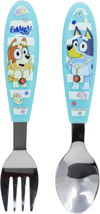 Bluey - 2 Pcs Elliptical Metallic Cutlery ( Spoon and Fork ) Set