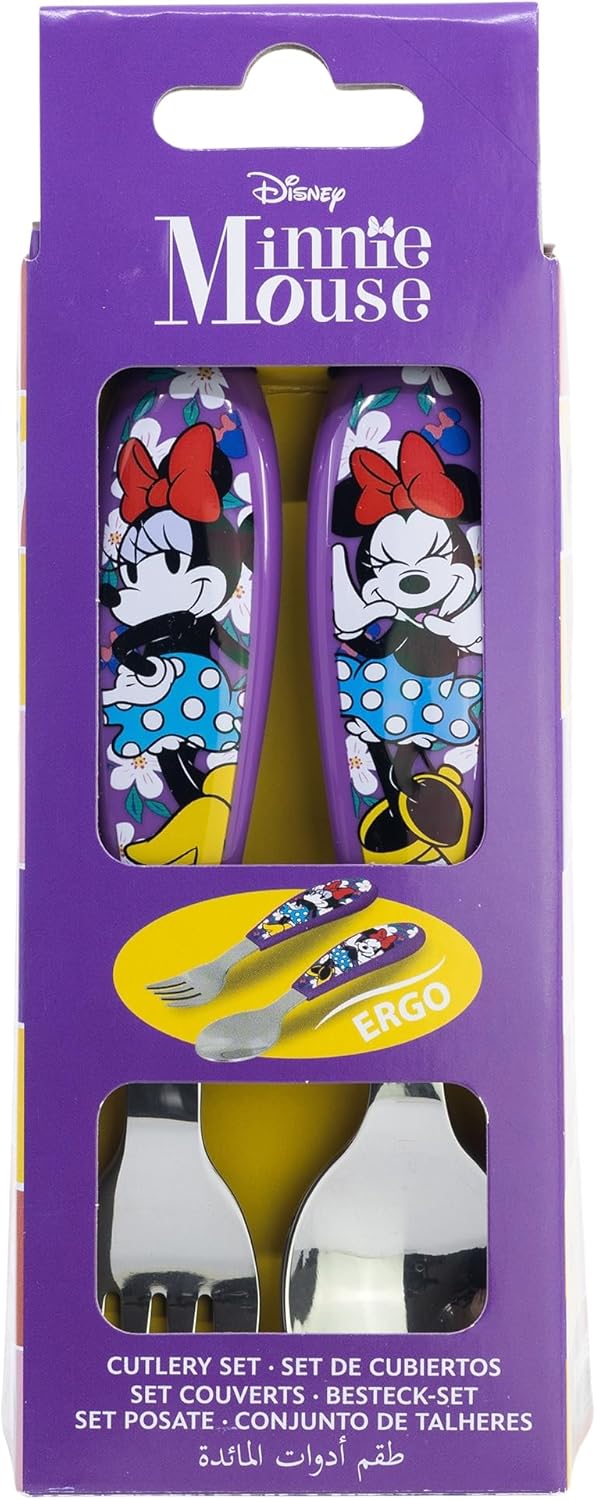 Minnie mouse - 2 Pcs Elliptical Metallic Cutlery ( spoon and Fork ) Set Minnie Sunshine