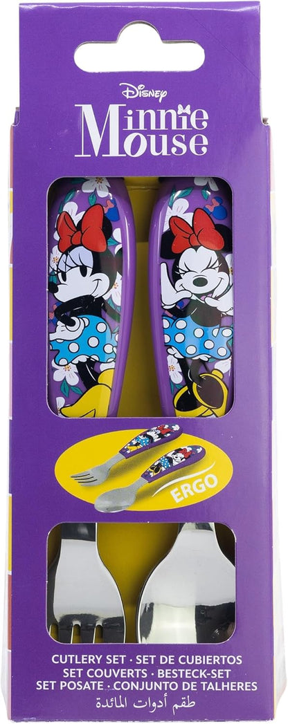 Minnie mouse - 2 Pcs Elliptical Metallic Cutlery ( spoon and Fork ) Set Minnie Sunshine