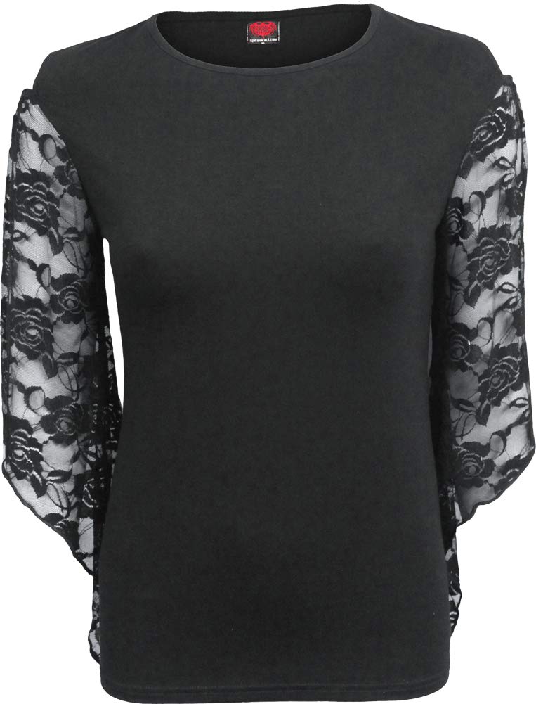 Spiral - Gothic Elegance - Rose Lace Sleeve Top - XL