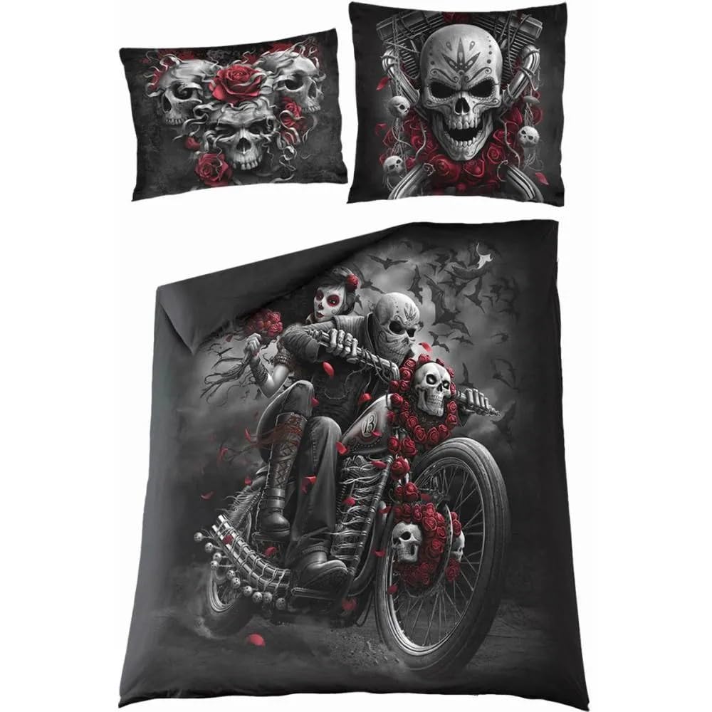 Spiral - Skulls N' Roses - Double Duvet Cover + UK And EU Pillow case - L