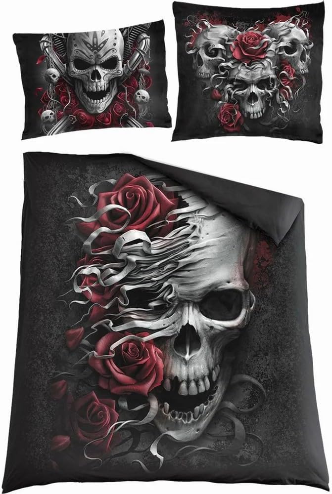 Spiral - Skulls N' Roses - Double Duvet Cover + UK And EU Pillow case - L