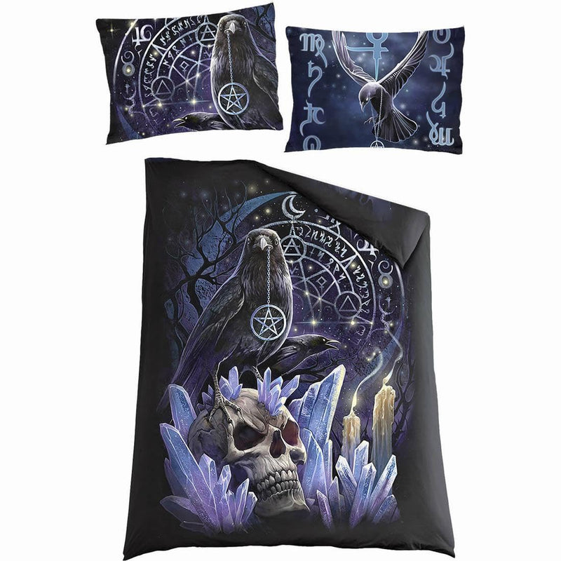 Spiral Bohemian BED LINEN SET, Single Cotton Duvet Cover & Pillowcase, Geometric Pattern, 3 Count, 100% Cotton, Witchcraft Theme