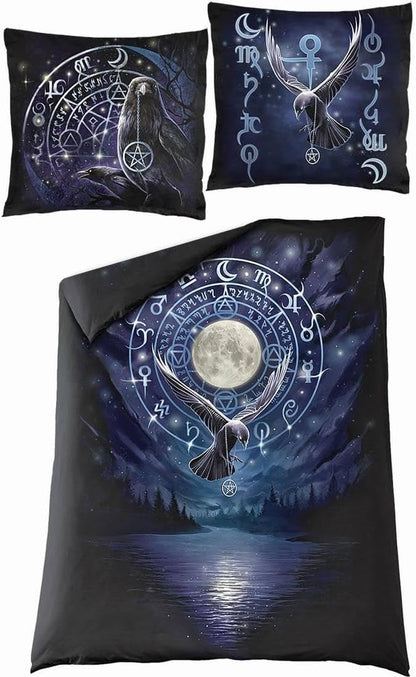 Spiral Bohemian BED LINEN SET, Single Cotton Duvet Cover & Pillowcase, Geometric Pattern, 3 Count, 100% Cotton, Witchcraft Theme