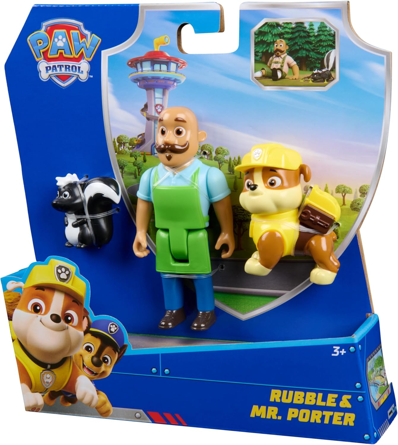 PAW Patrol Rubble & Mr. Porter Figure Pack with Skunk Toy Figure, Kids Toys for Boys and Girls Ages 3 and Up