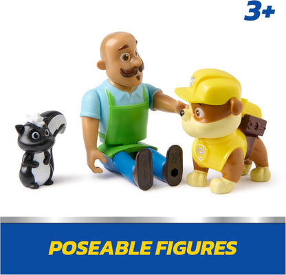 PAW Patrol Rubble & Mr. Porter Figure Pack with Skunk Toy Figure, Kids Toys for Boys and Girls Ages 3 and Up