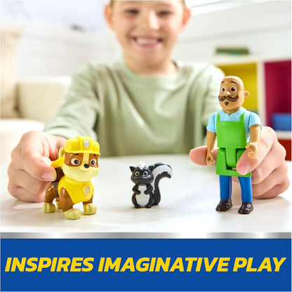 PAW Patrol Rubble & Mr. Porter Figure Pack with Skunk Toy Figure, Kids Toys for Boys and Girls Ages 3 and Up