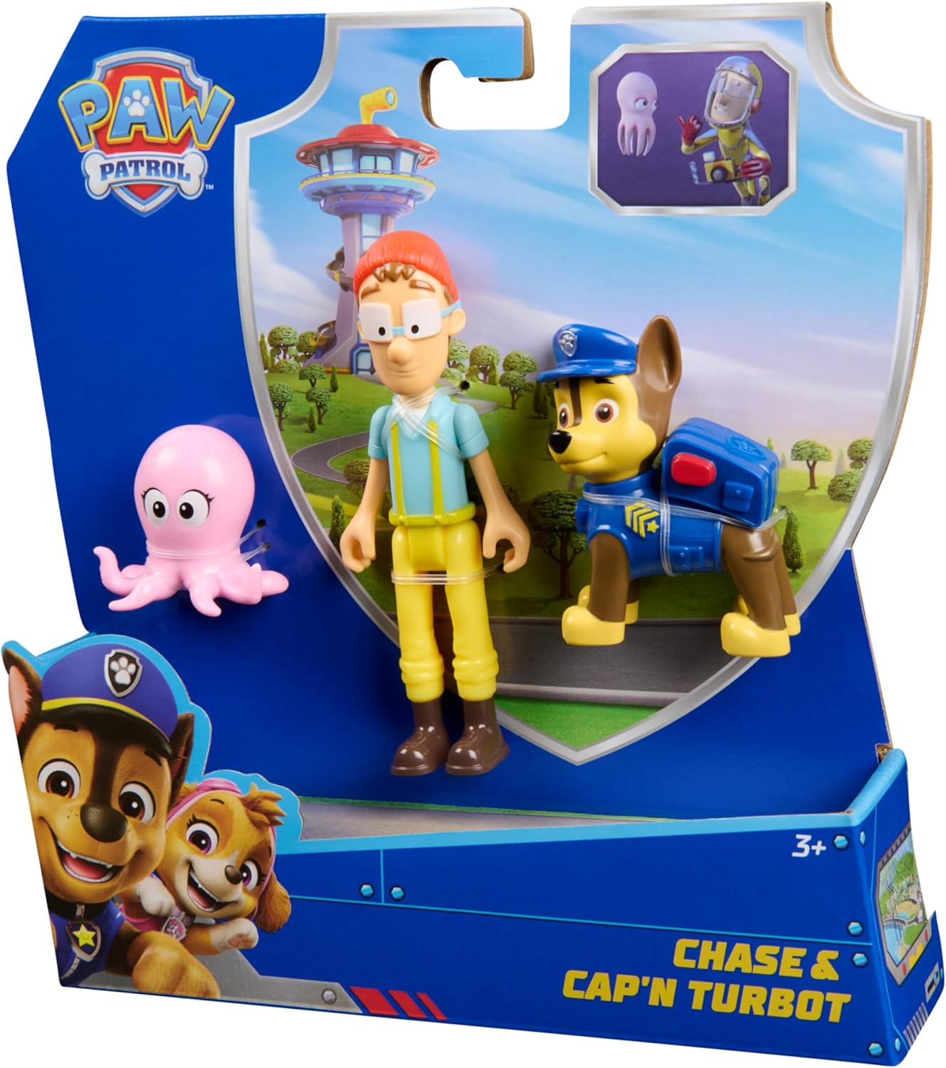PAW Patrol, Chase & Captain Turbot Figure Pack with Baby Octopus Toy Figure, Kids Toys for Boys and Girls Ages 3 and Up