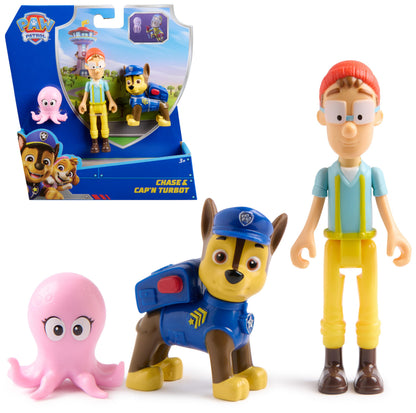 PAW Patrol, Chase & Captain Turbot Figure Pack with Baby Octopus Toy Figure, Kids Toys for Boys and Girls Ages 3 and Up