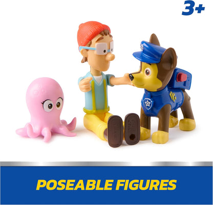 PAW Patrol, Chase & Captain Turbot Figure Pack with Baby Octopus Toy Figure, Kids Toys for Boys and Girls Ages 3 and Up