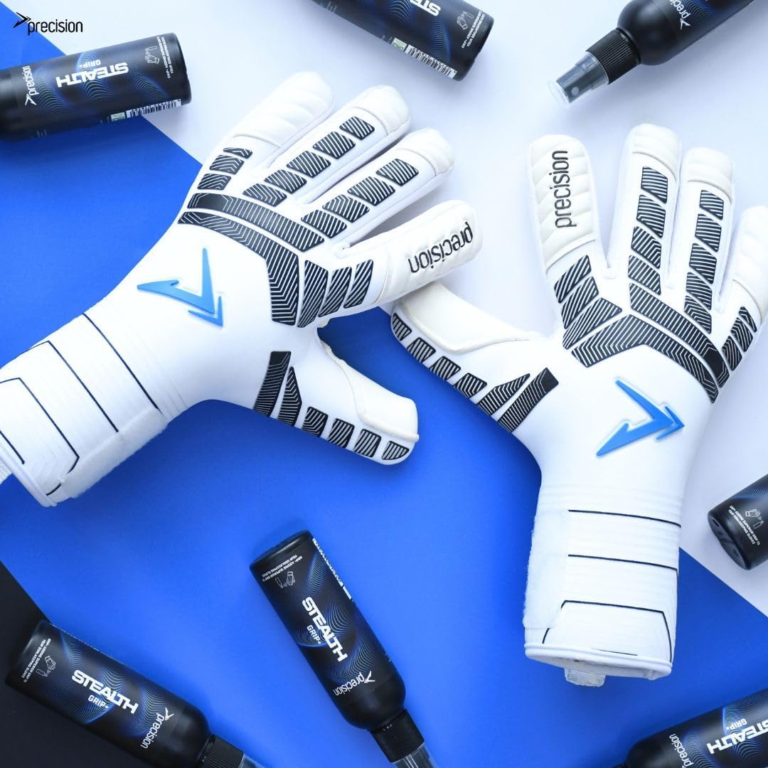 Precision Elite 3.0 Contact Goalkeeper Gloves, 4 mm Black Contact Latex Grip, Super Lite Negative Cut, Strapless or Strapped Fit