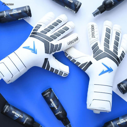 Precision Elite 3.0 Contact Goalkeeper Gloves, 4 mm Black Contact Latex Grip, Super Lite Negative Cut, Strapless or Strapped Fit