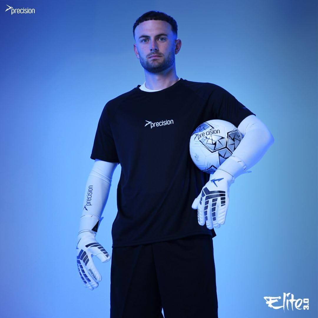 Precision Elite 3.0 Contact Goalkeeper Gloves, 4 mm Black Contact Latex Grip, Super Lite Negative Cut, Strapless or Strapped Fit