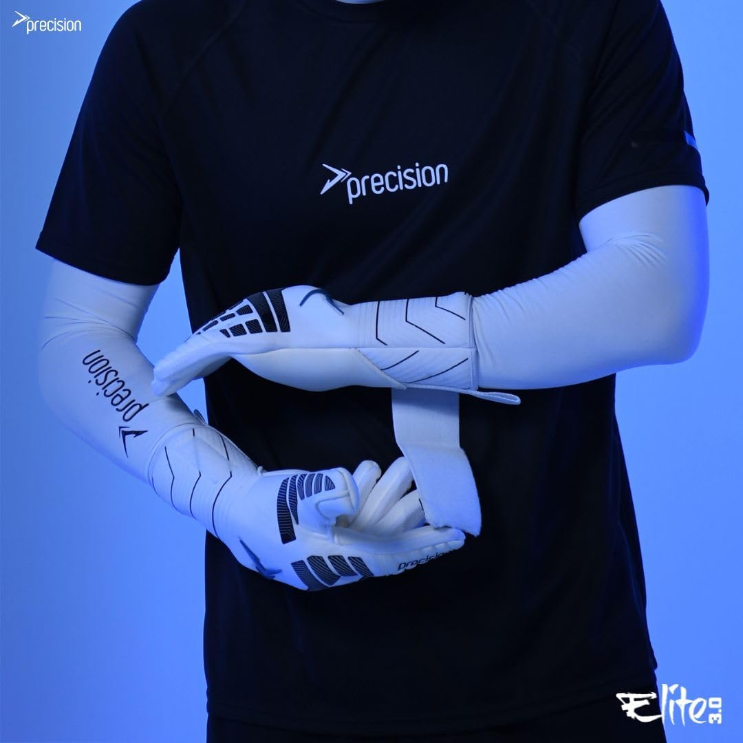 Precision Elite 3.0 Contact Goalkeeper Gloves, 4 mm Black Contact Latex Grip, Super Lite Negative Cut, Strapless or Strapped Fit
