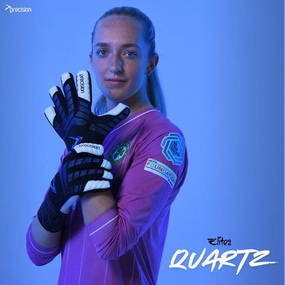 Precision Elite 3.0 Quartz Goalkeeper Gloves, 4 mm Quartz plus Latex Grip, All Weather, Super Lite Negative Cut, Strapless or Strapped Fit