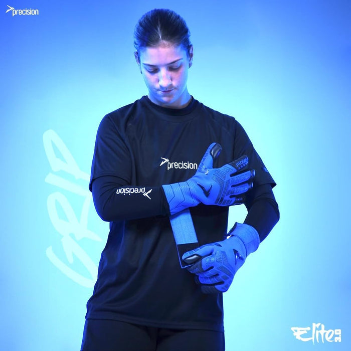 Precision Elite 3.0 Grip Goalkeeper Gloves, 4 mm Blue NB Grip Latex Palm, Super Lite Negative Cut, All Weather Strapless or Strapped Fit