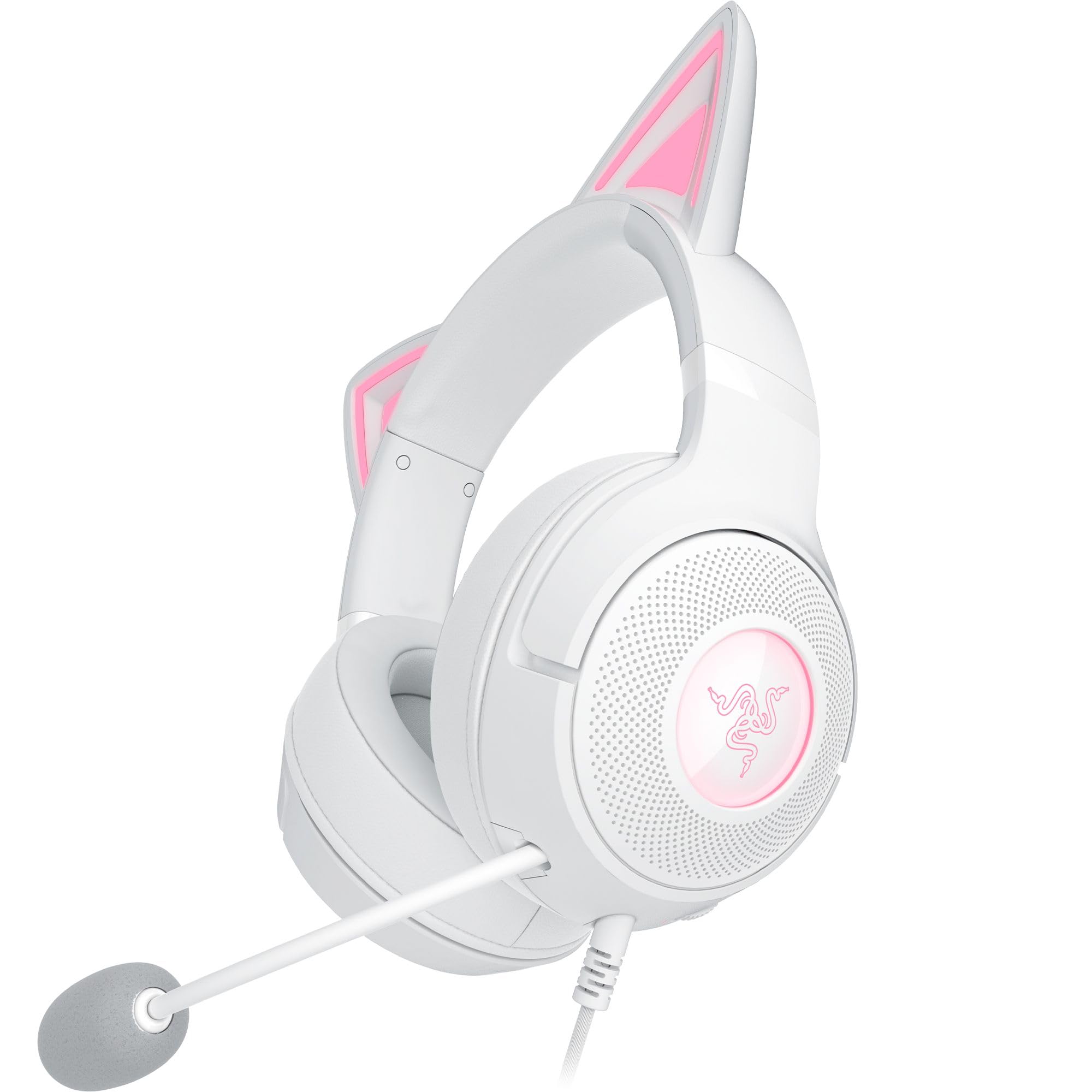 Razer Kraken Kitty V2 - Wired RGB Headset with Kitty Ears for gaming and streaming (325 g, TriForce 40 mm Drivers, HyperClear Cardioid Mic, Surround Sound) White
