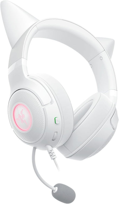 Razer Kraken Kitty V2 - Wired RGB Headset with Kitty Ears for gaming and streaming (325 g, TriForce 40 mm Drivers, HyperClear Cardioid Mic, Surround Sound) White