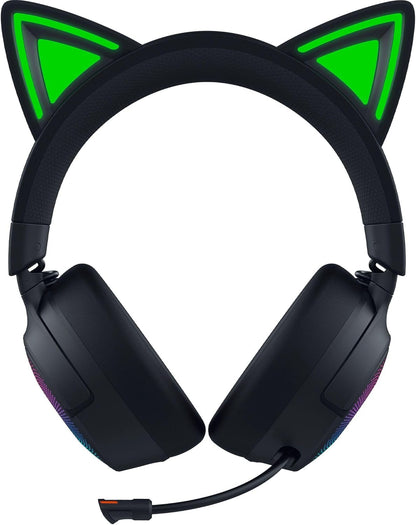 Razer Kraken Kitty V3 Pro - RGB Kitty draadloze gamingheadset - reactieve kattenoren voor streaming Hoofdtelefoon - Triforce 40mm Driver - Hyperspeed Wireless & Bluetooth - THX Spatial Audio | Zwart