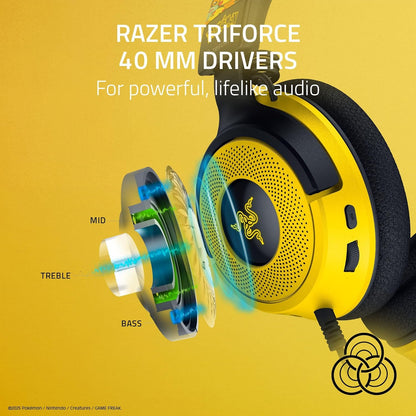 Razer Kraken V4 X Pokémon Edition - Wired USB Gaming Headset - TriForce 40mm Drivers - Retractable Cardioid Mic - Surround Sound - Chroma RGB - for PC & console via USB-C | Pokémon Kanto