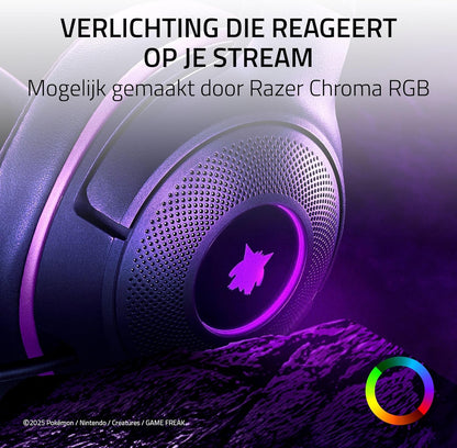 Razer Kraken Kitty V2 - Pokémon Gengar Edition - USB-headset - Gengar-spikes - Stream-reactieve verlichting - HyperClear cardioïde microfoon - TriForce 40mm drivers - 7.1 surround sound | Violet