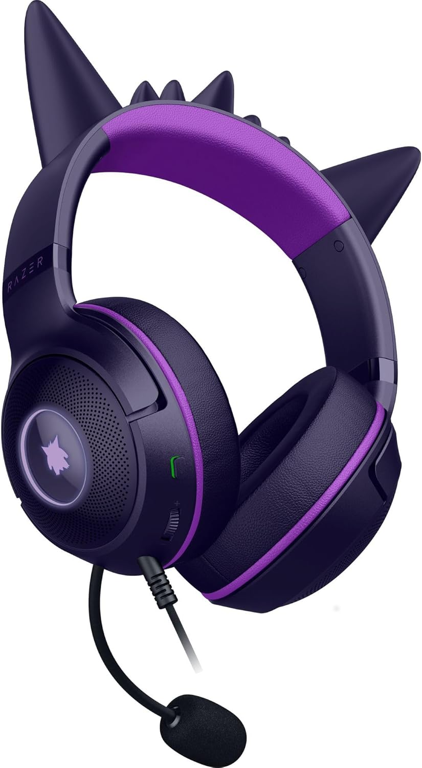 Razer Kraken Kitty V2 - Pokémon Gengar Edition - USB-headset - Gengar-spikes - Stream-reactieve verlichting - HyperClear cardioïde microfoon - TriForce 40mm drivers - 7.1 surround sound | Violet