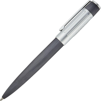 Hugo Boss Gear Ribs HSV3064D Brass and Aluminium Ballpoint Pen Gun Length: 13.8 cm Blue