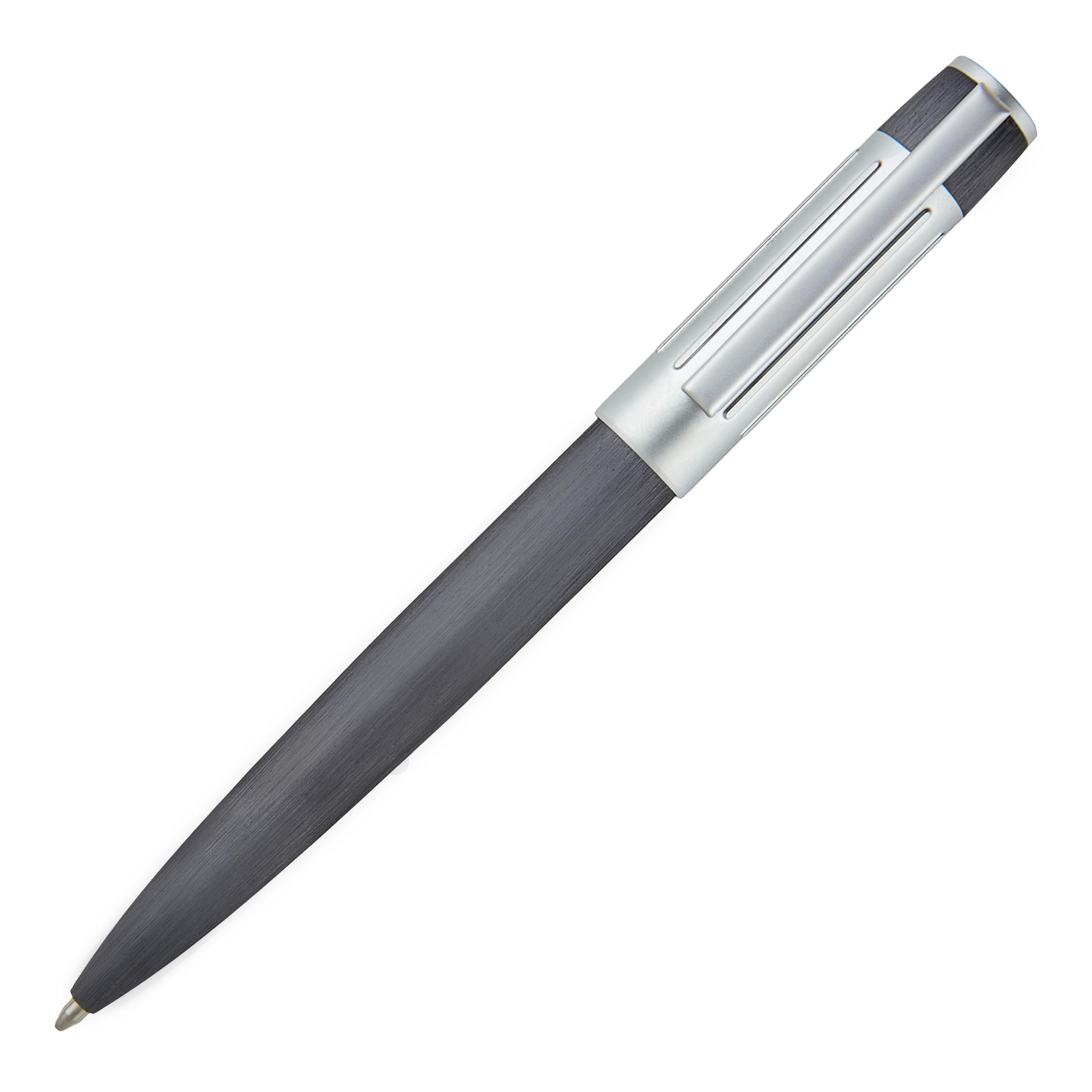 Hugo Boss Gear Ribs HSV3064D Brass and Aluminium Ballpoint Pen Gun Length: 13.8 cm Blue