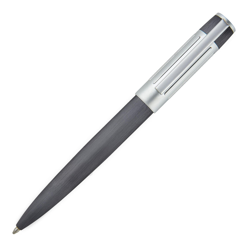 Hugo Boss Gear Ribs HSV3064D Brass and Aluminium Ballpoint Pen Gun Length: 13.8 cm Blue