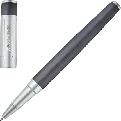 Hugo Boss Gear Ribs HSV3065D Brass and Aluminium Rollerball Pen Gun Length 13.8cm Black Ink