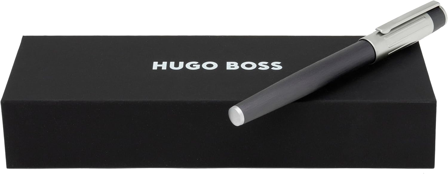 Hugo Boss Gear Ribs HSV3065D Brass and Aluminium Rollerball Pen Gun Length 13.8cm Black Ink