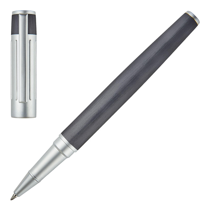Hugo Boss Gear Ribs HSV3065D Brass and Aluminium Rollerball Pen Gun Length 13.8cm Black Ink