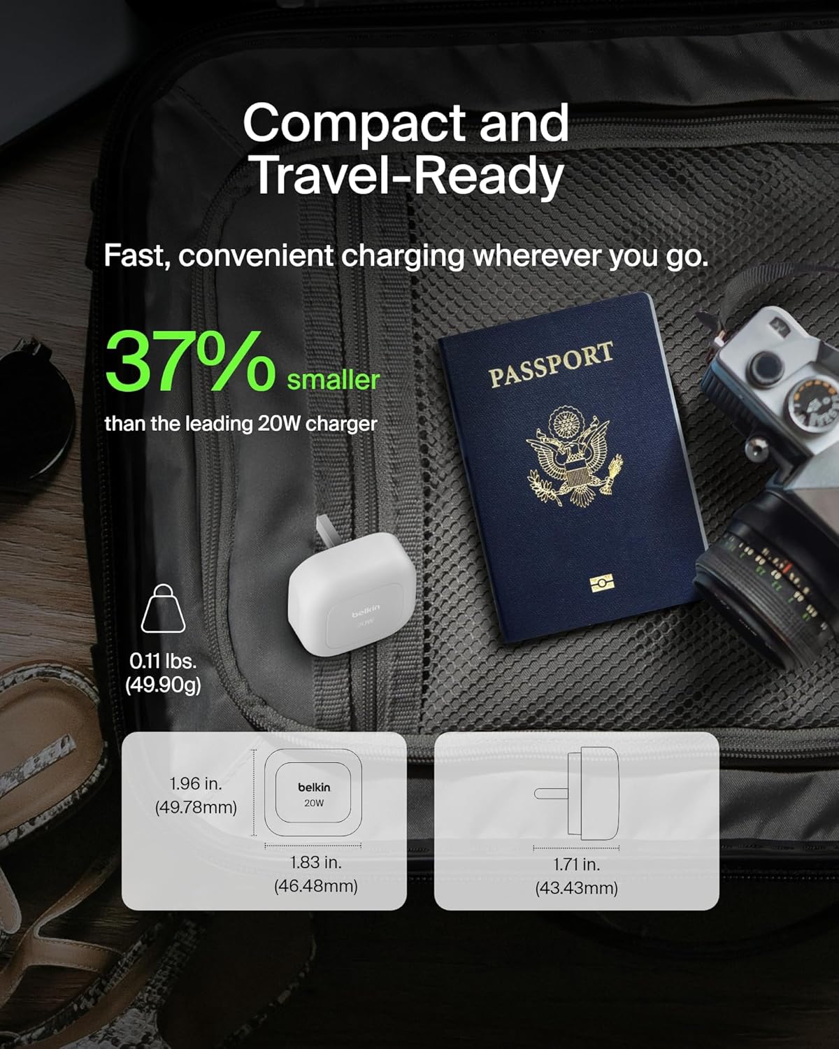 Belkin BoostCharge 20W Cubic Wall Charger, USB-C Power Delivery Fast Charging for Apple iPhone 16, 16 Plus, 16 Pro, 16 Pro Max, 15, 15 Pro, 15 Pro Max, Samsung Galaxy S24, iPad, AirPods & More - White
